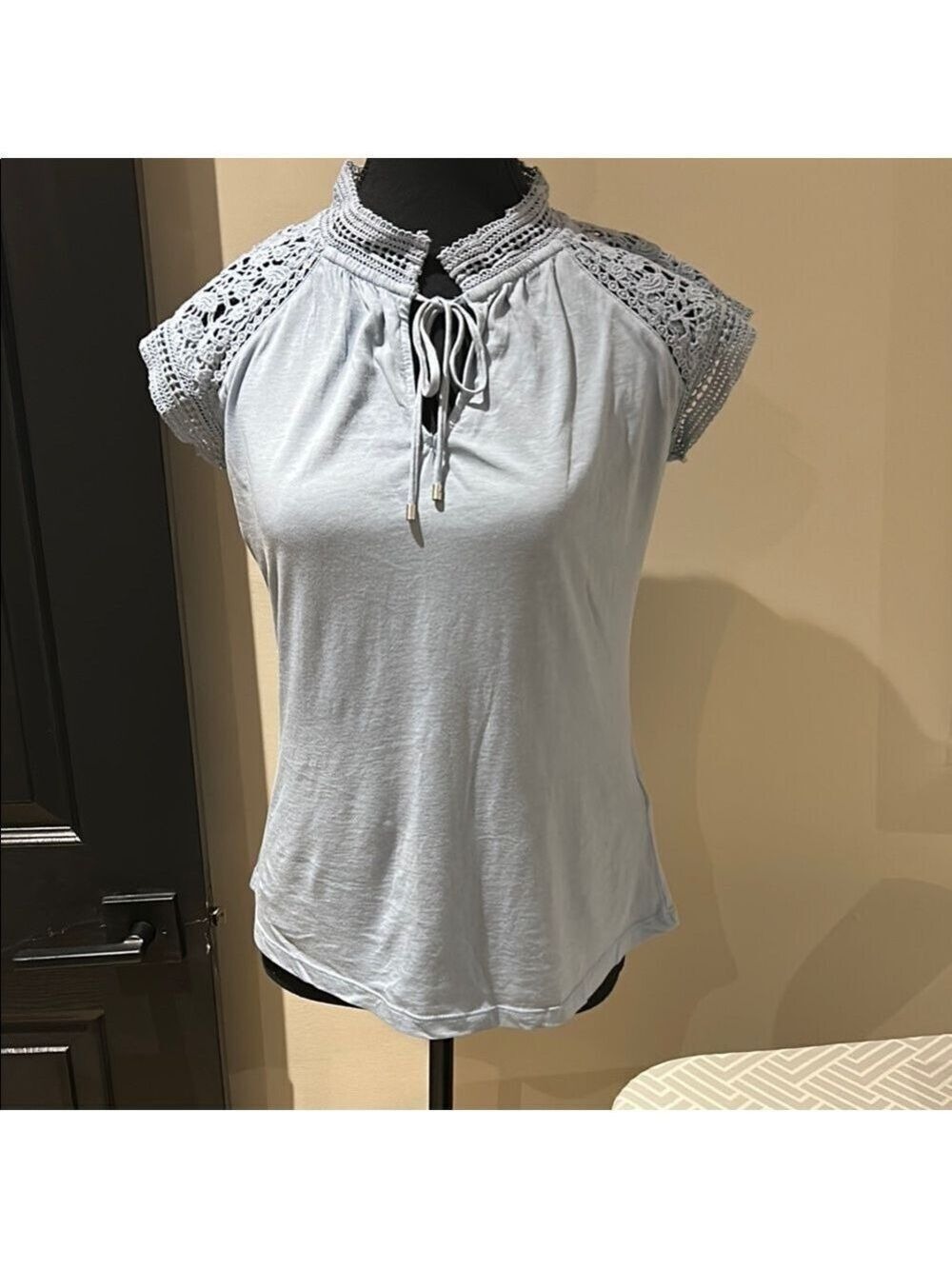 Lauren Ralph Lauren Light blue Cap Lace Sleeve Blouse